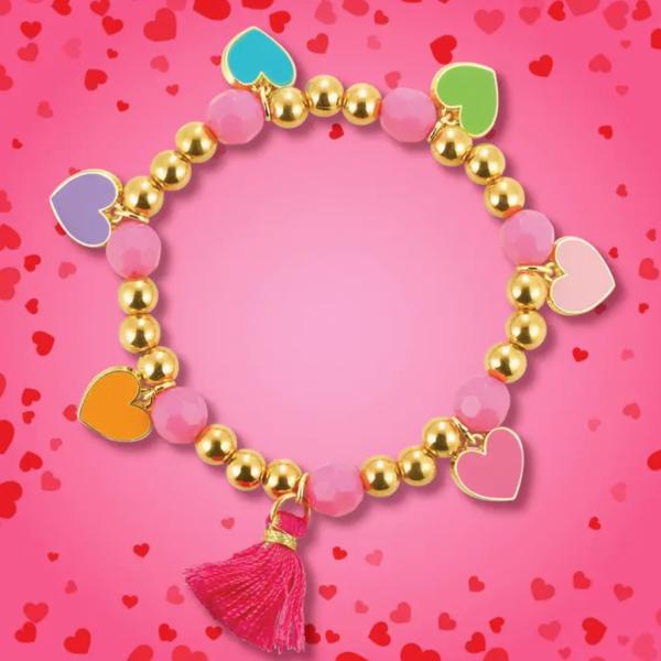 Accessories |  Sweet Hearts Valentine Beaded Bracelet With Pink Tassel Accessories Accessories