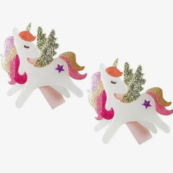 Accessories |  Unicorn Winged Coral Glitter Alligator Clips (Pair) Accessories Accessories