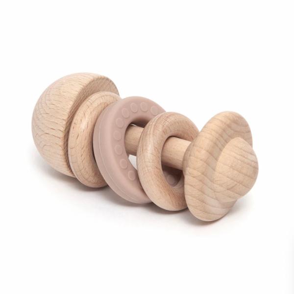 Rattles, Teethers And Lovies |  Beech Wood Rattle -Pink 0Mos+ Rattles, Teethers And Lovies Rattles, Teethers And Lovies