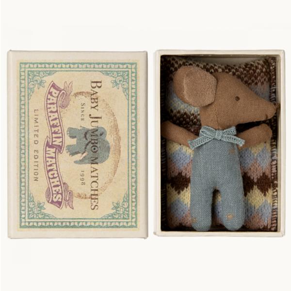 Maileg |  Sleepy/Wakey Baby Mouse In Matchbox – Blue Maileg Maileg