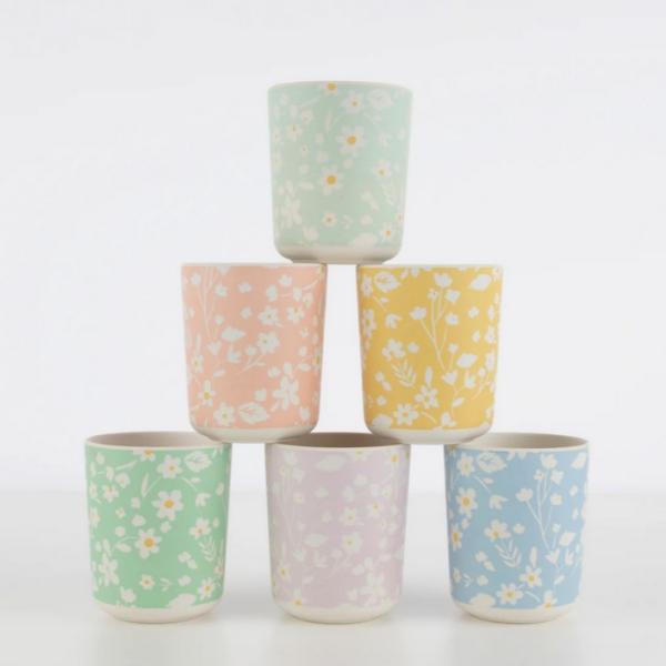 Party |  Floral Reusable Bamboo Cups Housewares Housewares